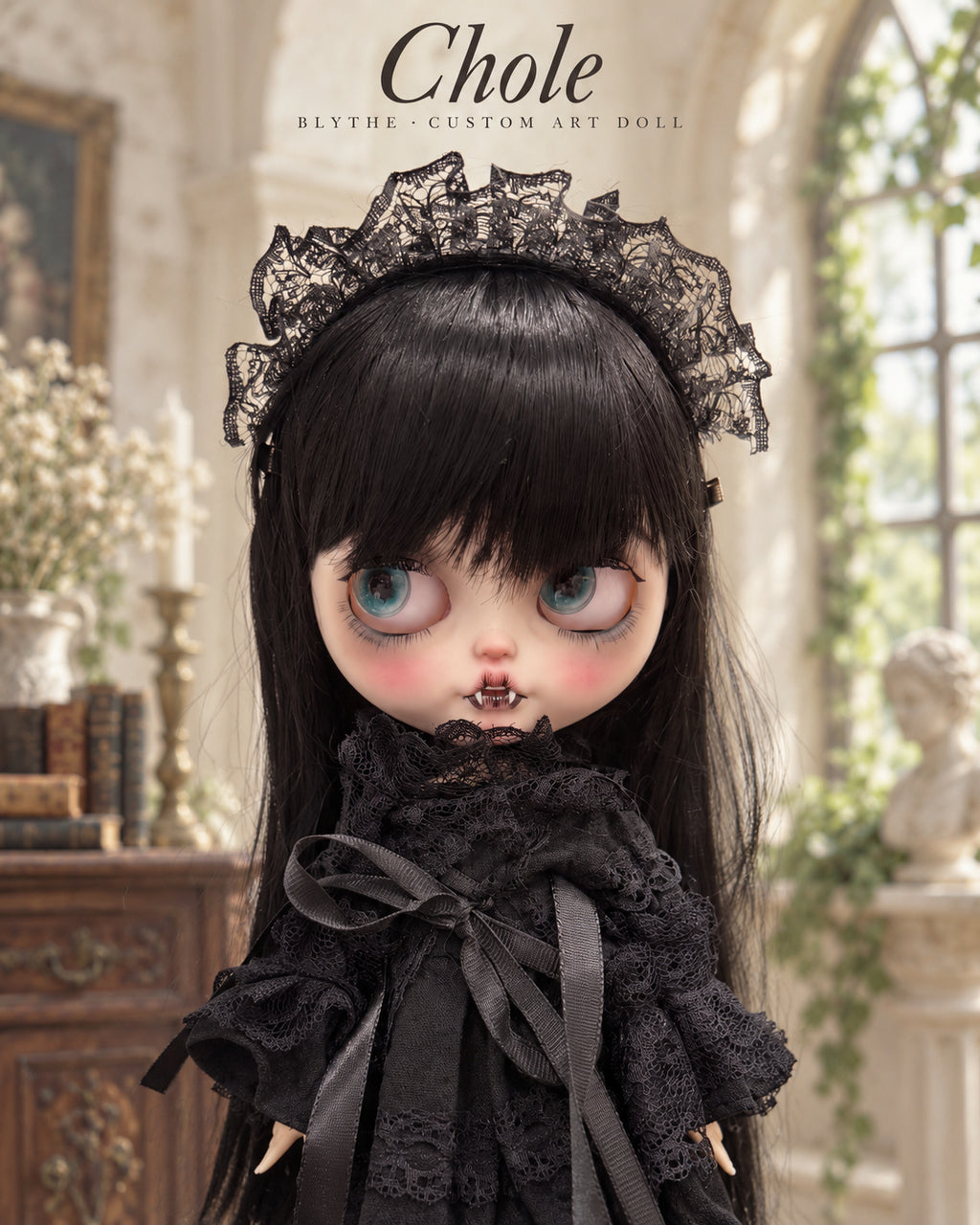 Chole — AI-generated story portrait based on the doll’s real photographs. Styling illustration only; see original photographs for actual item details. Scenery is not included.