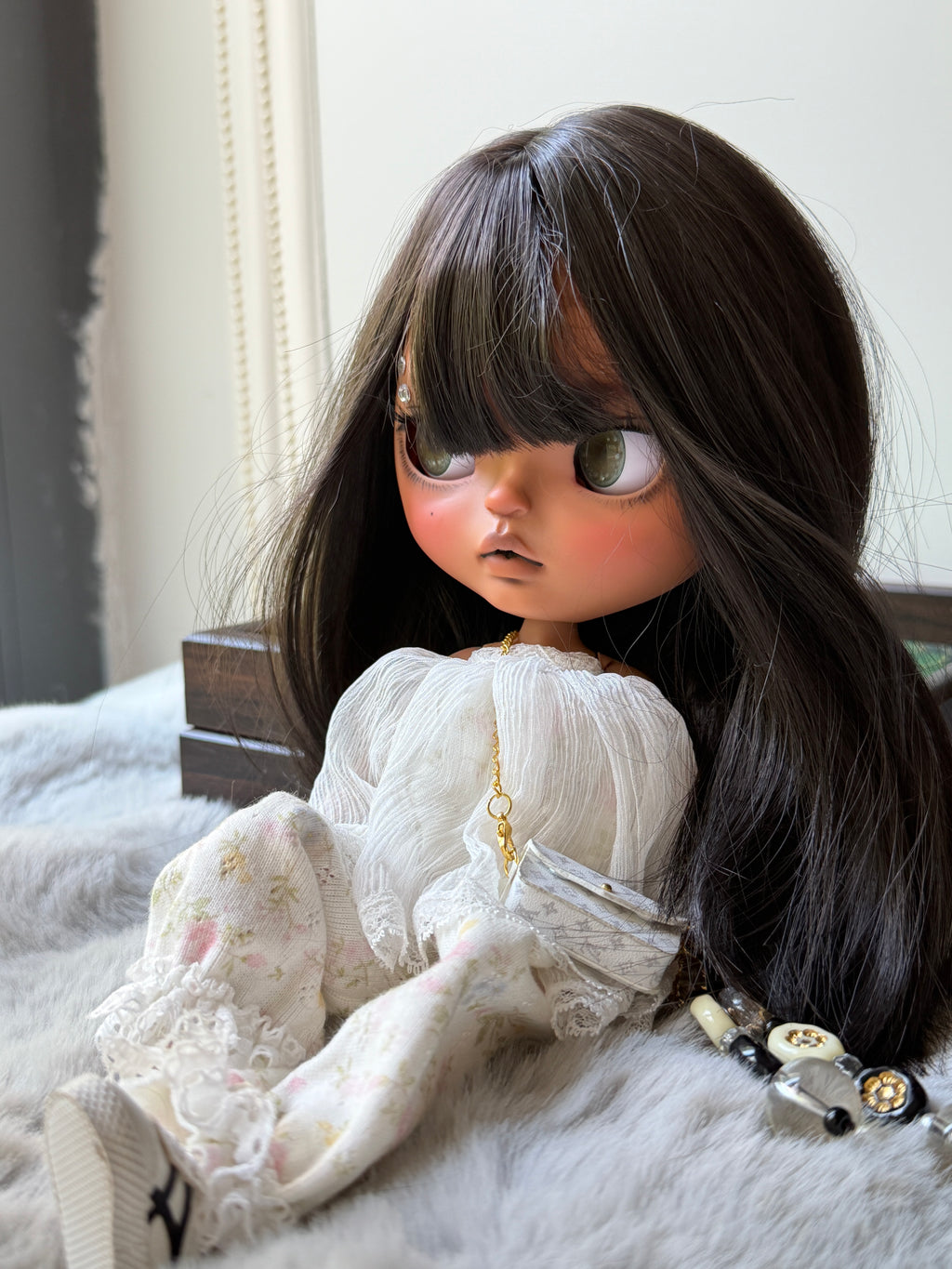 Infinity | Custom Blythe-Style Doll, Dark Hair, OOAK Factory Base