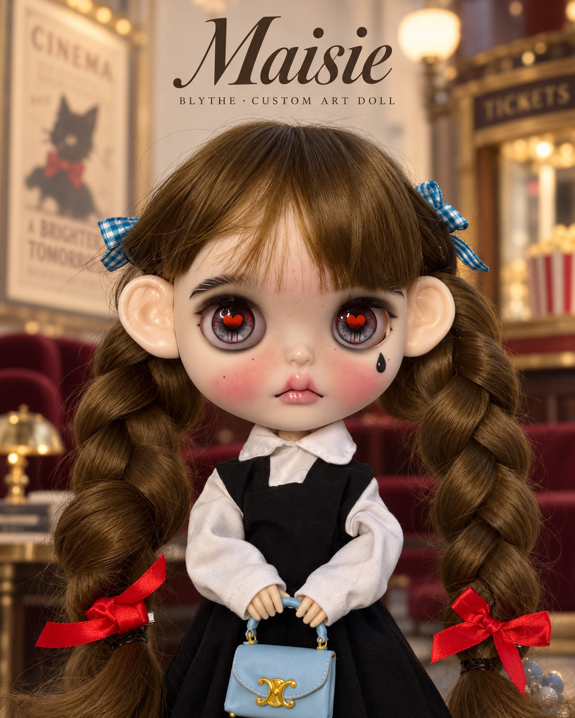 Maisie — AI-generated story portrait based on the doll’s real photographs. Styling illustration only; see original photographs for actual item details. Scenery is not included.