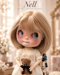 AI-edited presentation image of Nell: character name poster based on real product references. Scene props are illustrative marketing content.