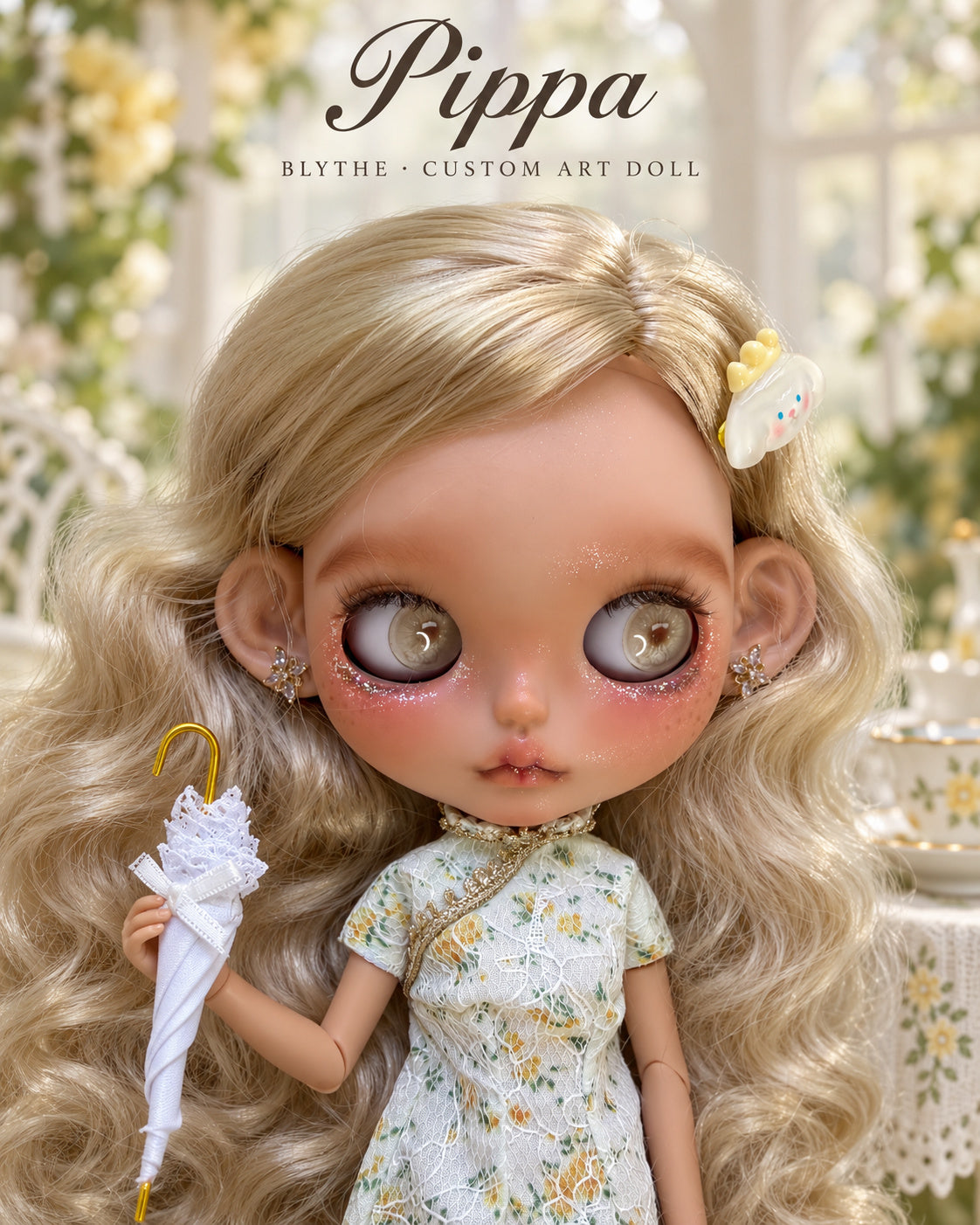 Pippa — AI-generated story portrait based on the doll’s real photographs. Styling illustration only; see original photographs for actual item details. Scenery is not included.