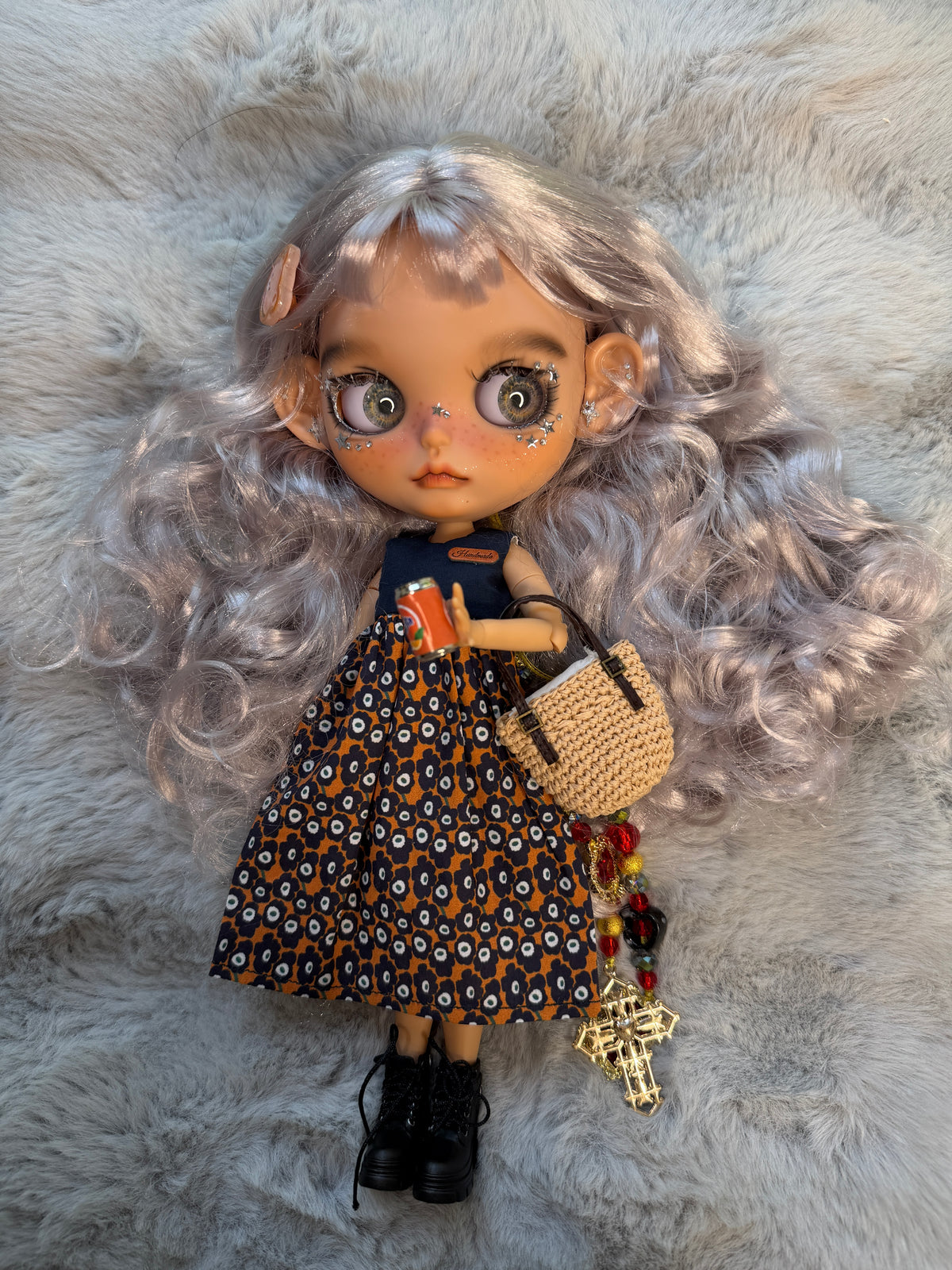 Silver | Custom Blythe-Style Doll, Silver Hair, OOAK Factory Base