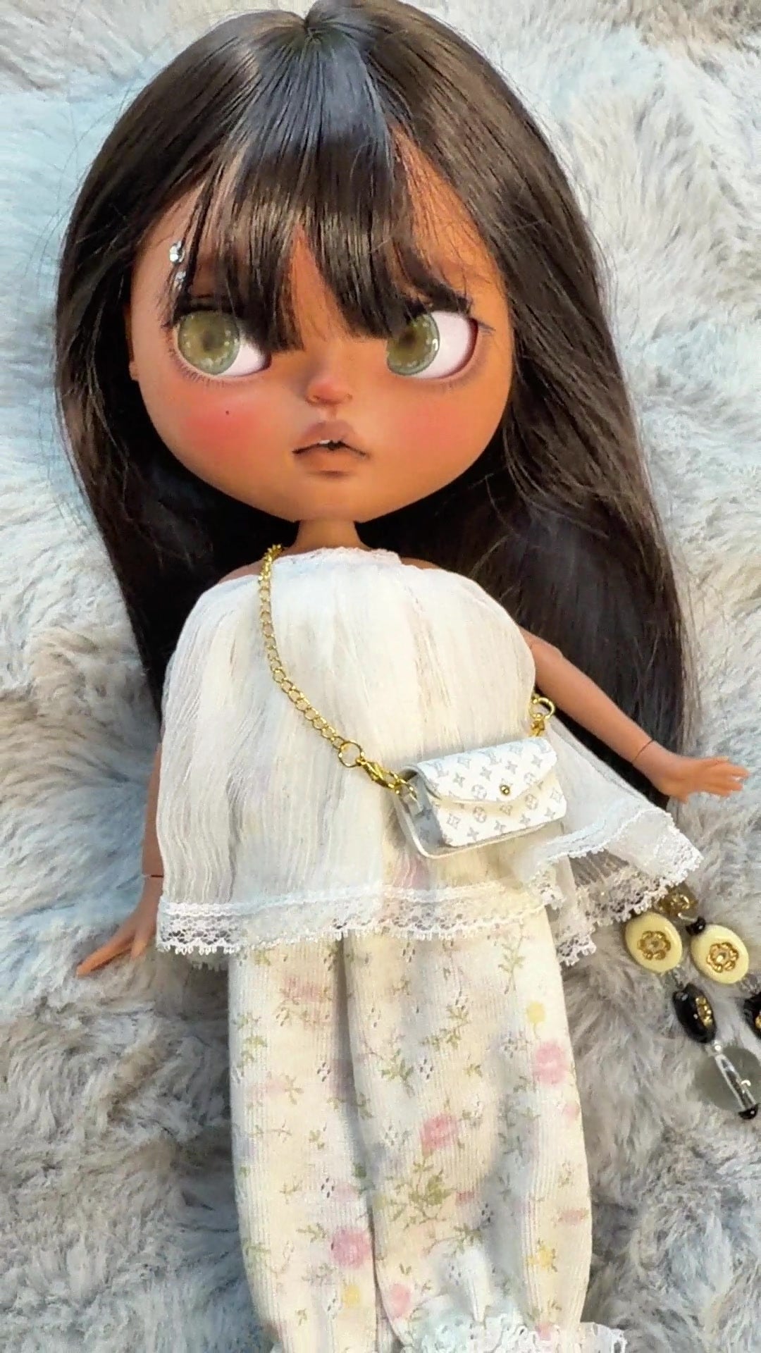 Infinity | Custom Blythe-Style Doll, Dark Hair, OOAK Factory Base