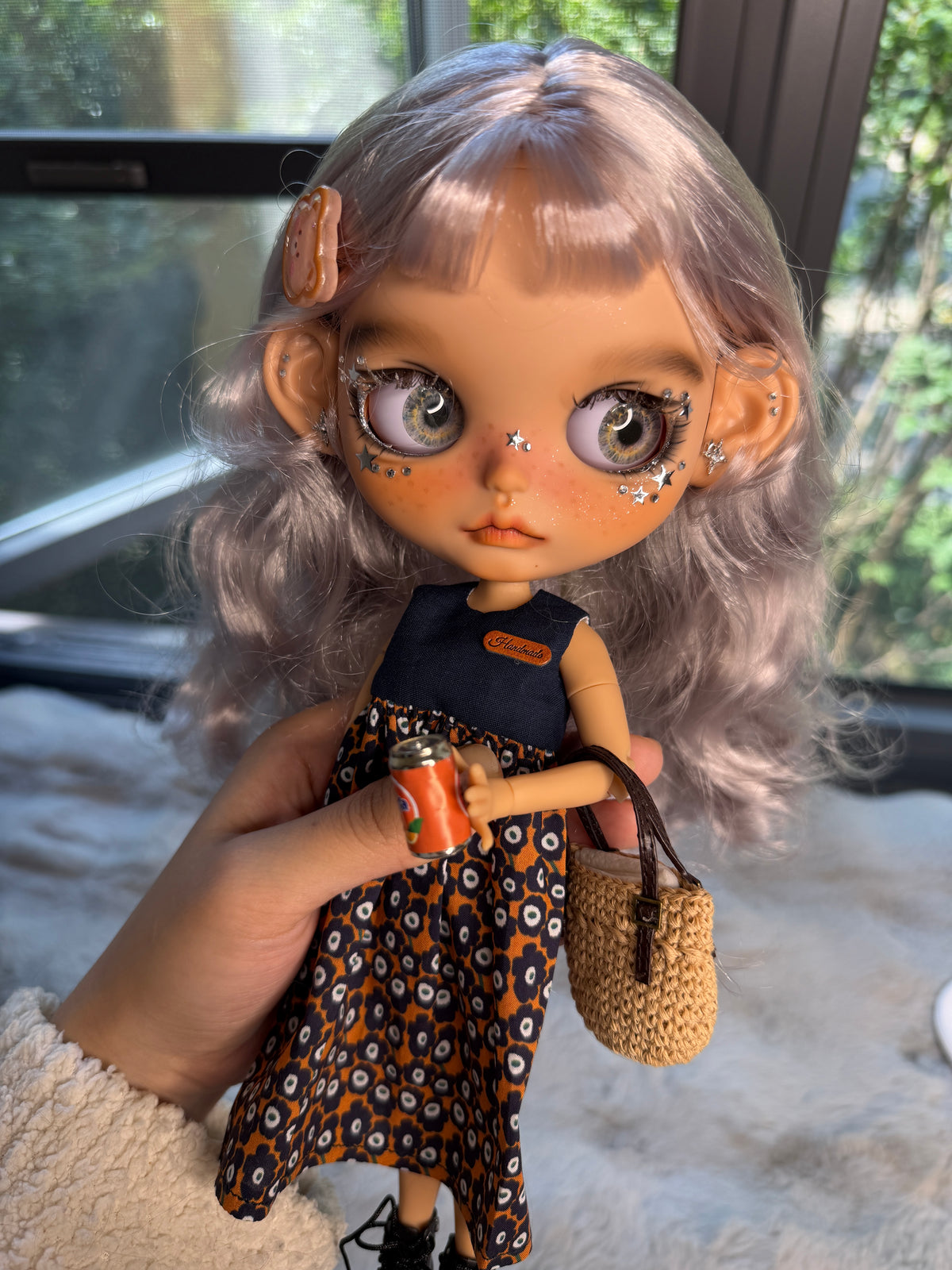 Silver | Custom Blythe-Style Doll, Silver Hair, OOAK Factory Base