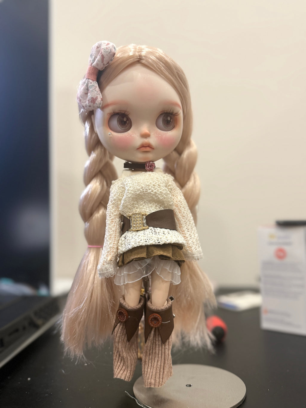 Lily | Custom Blythe-Style Doll, Rose Gold Braids, OOAK Factory Base