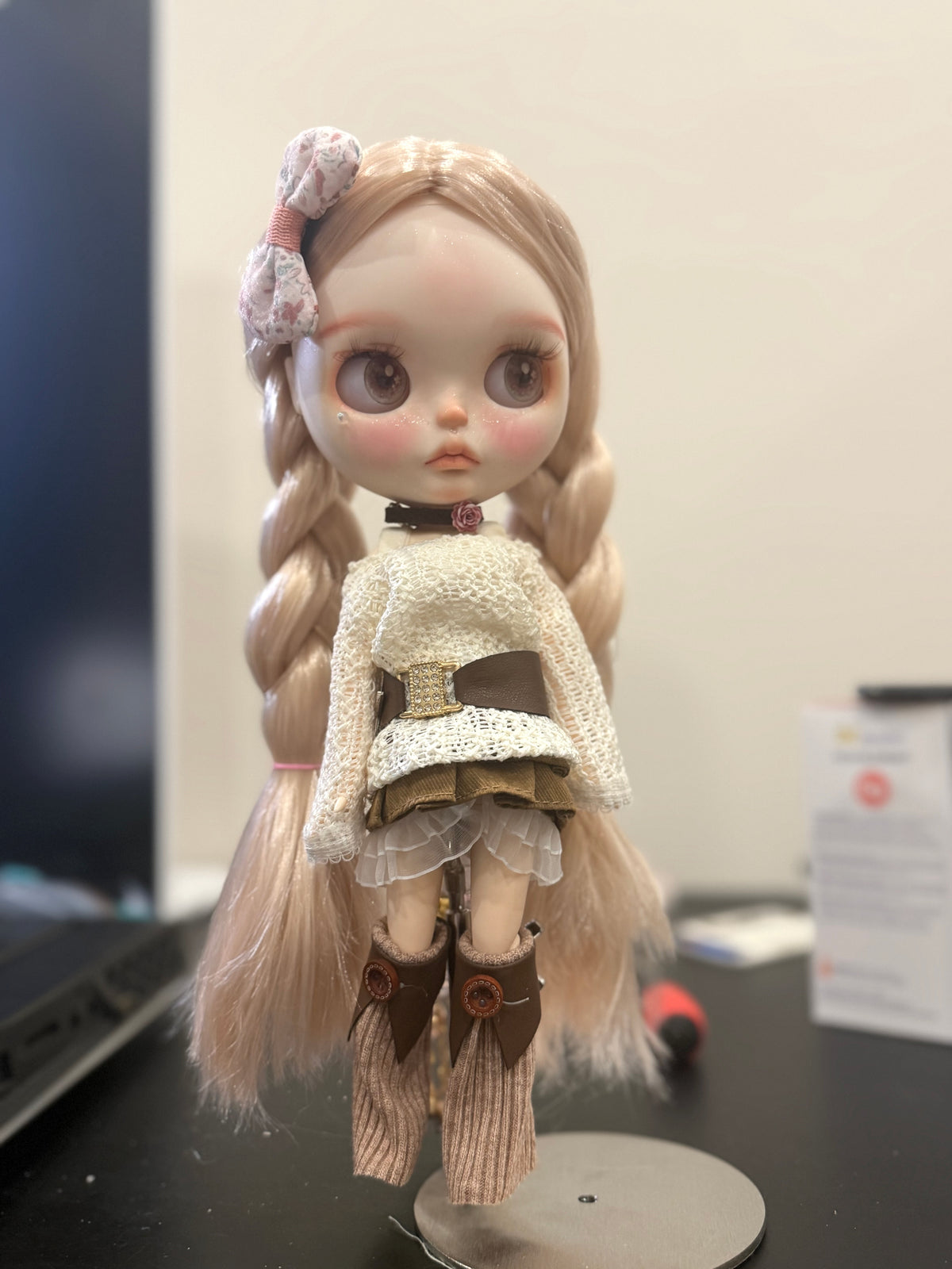 Lily | Custom Blythe-Style Doll, Rose Gold Braids, OOAK Factory Base