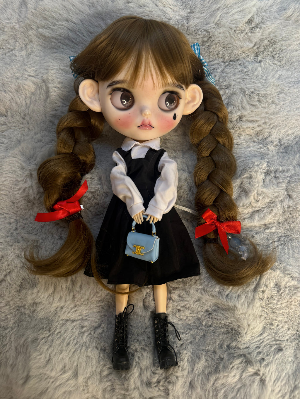 Maisie | Custom Blythe-Style Doll, Brown Braids, OOAK Collectible