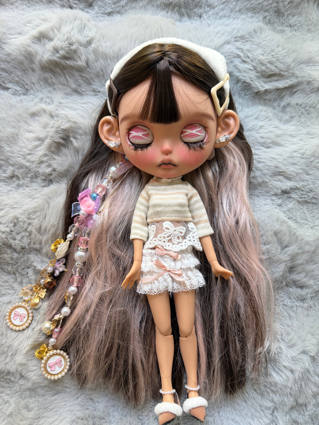 Berry | Custom Blythe-Style Doll, Two-Tone Hair, OOAK Factory Base