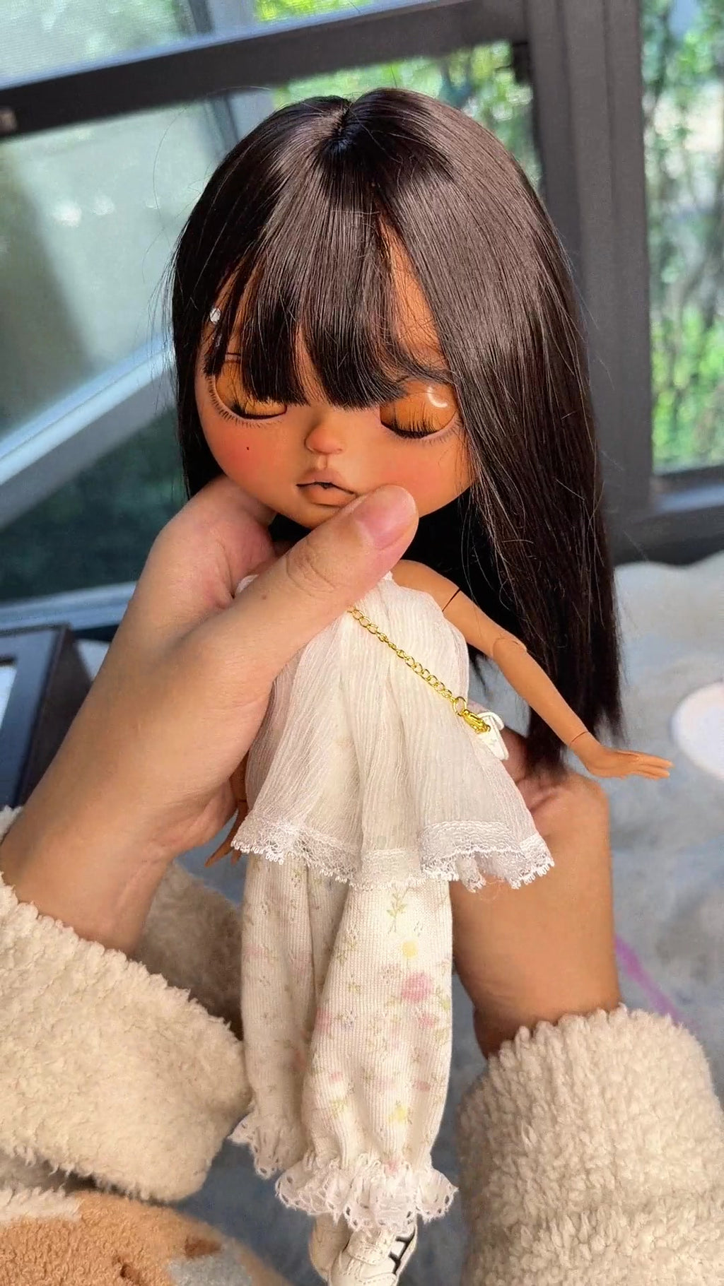 Infinity | Custom Blythe-Style Doll, Dark Hair, OOAK Factory Base