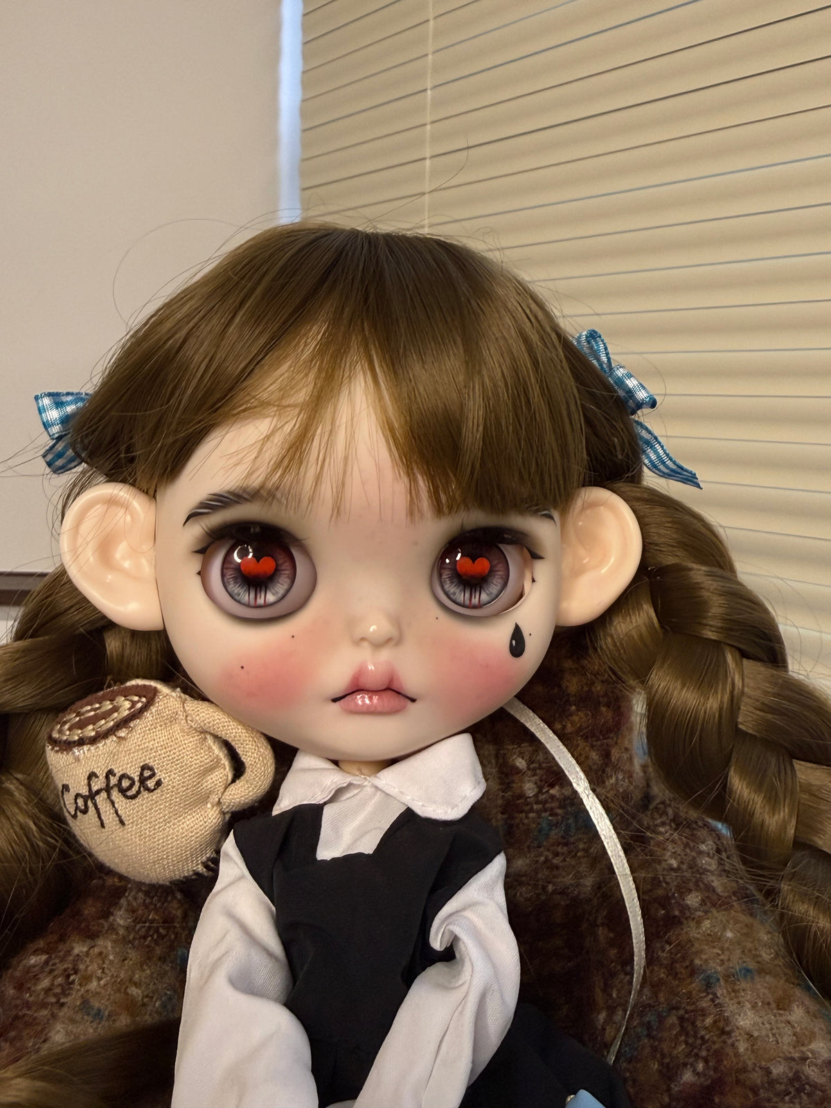 Maisie | Custom Blythe-Style Doll, Brown Braids, OOAK Collectible