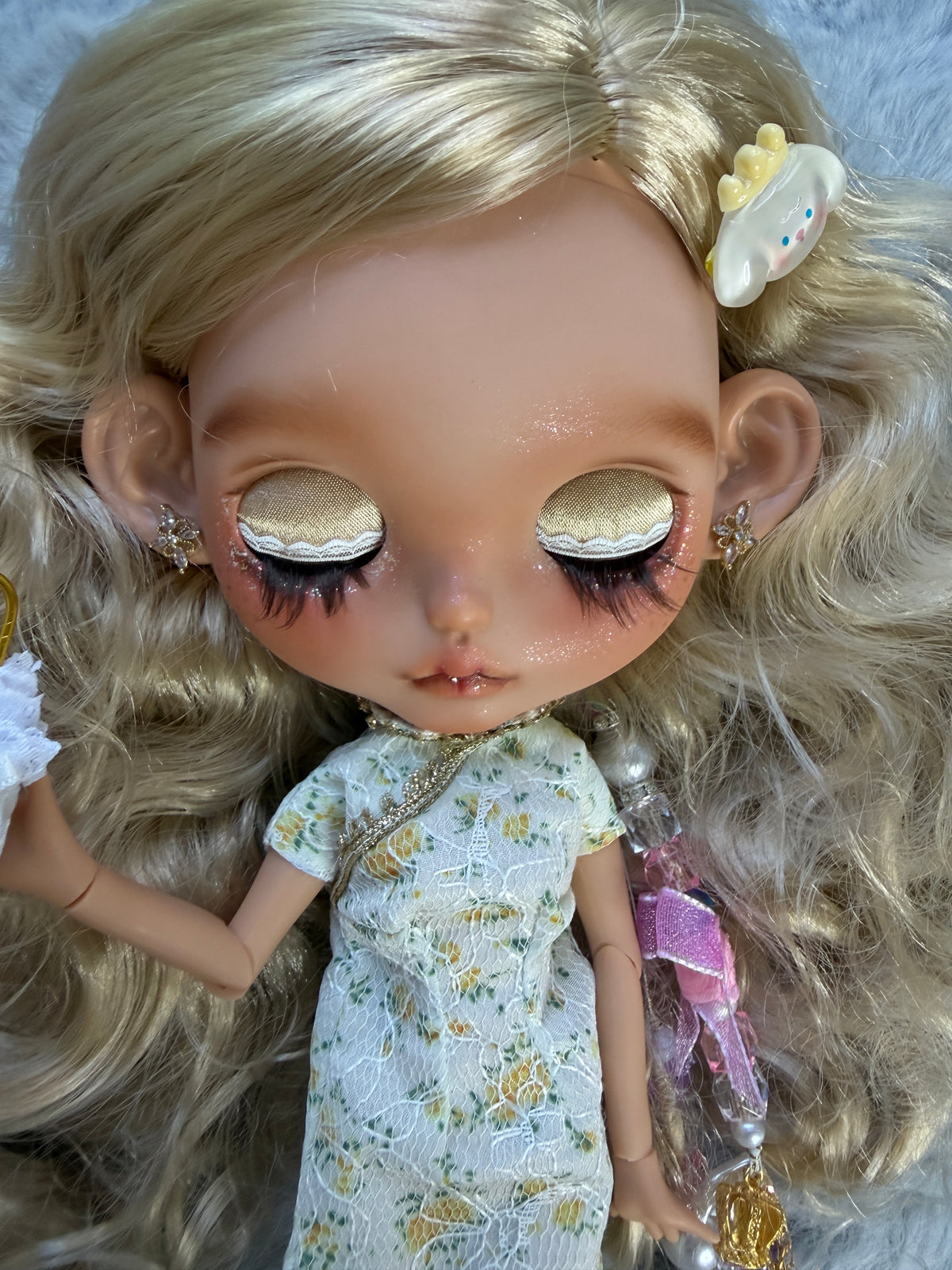 Pippa | Custom Blythe-Style Doll, Blonde Curls, OOAK Factory Base