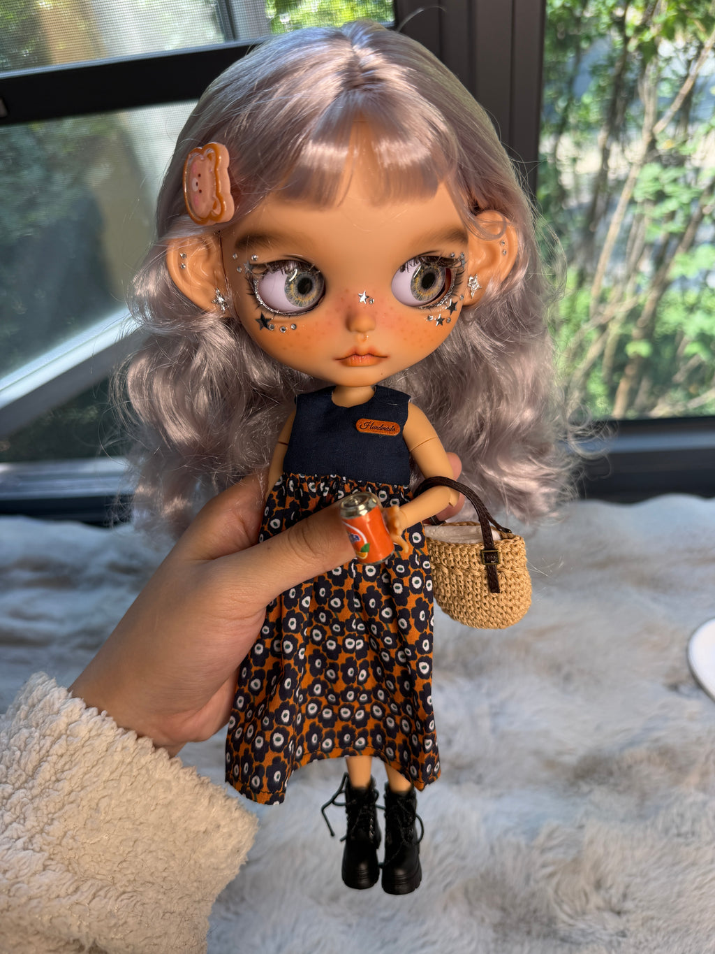 Silver | Custom Blythe-Style Doll, Silver Hair, OOAK Factory Base