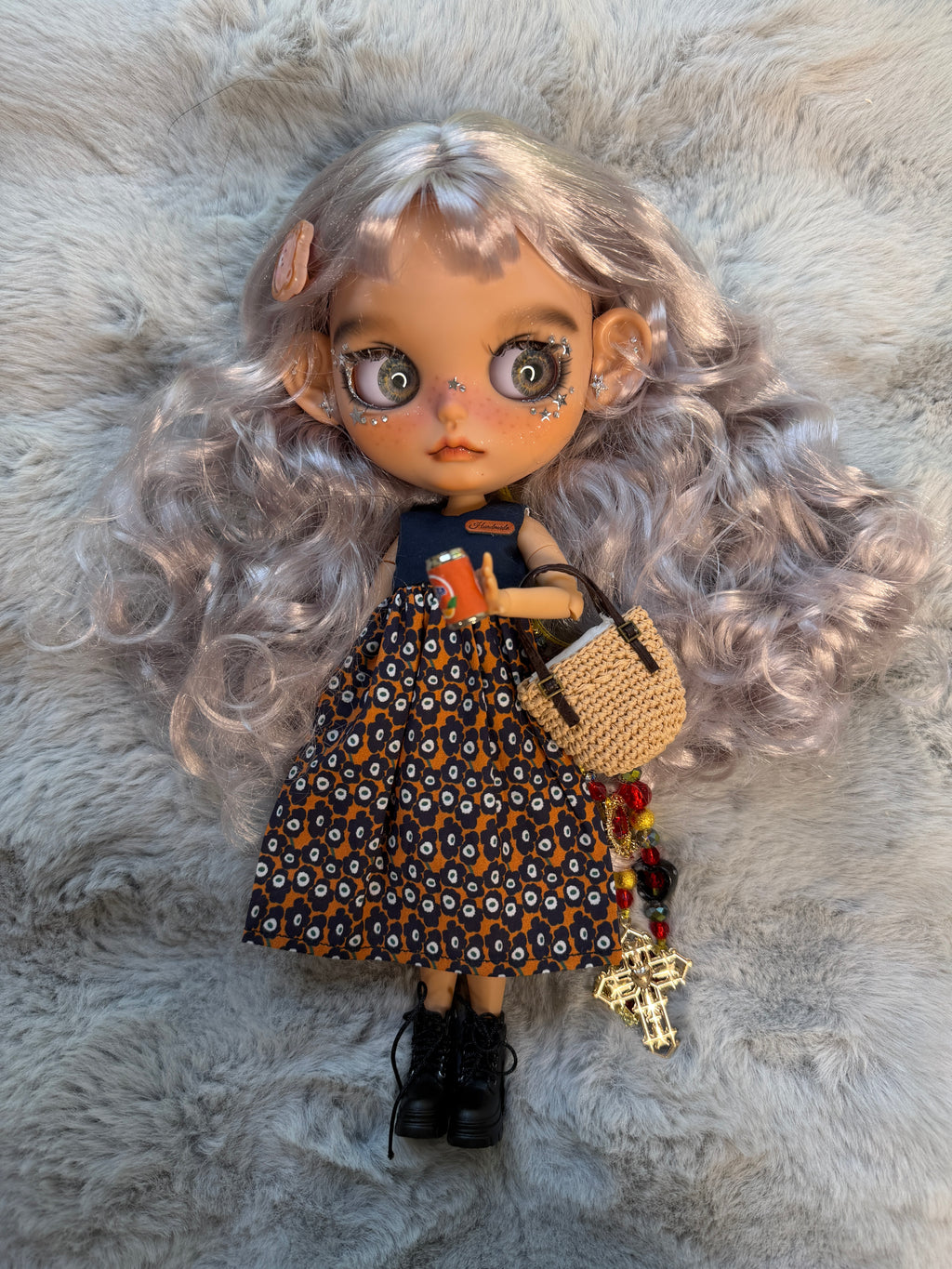 Silver | Custom Blythe-Style Doll, Silver Hair, OOAK Factory Base