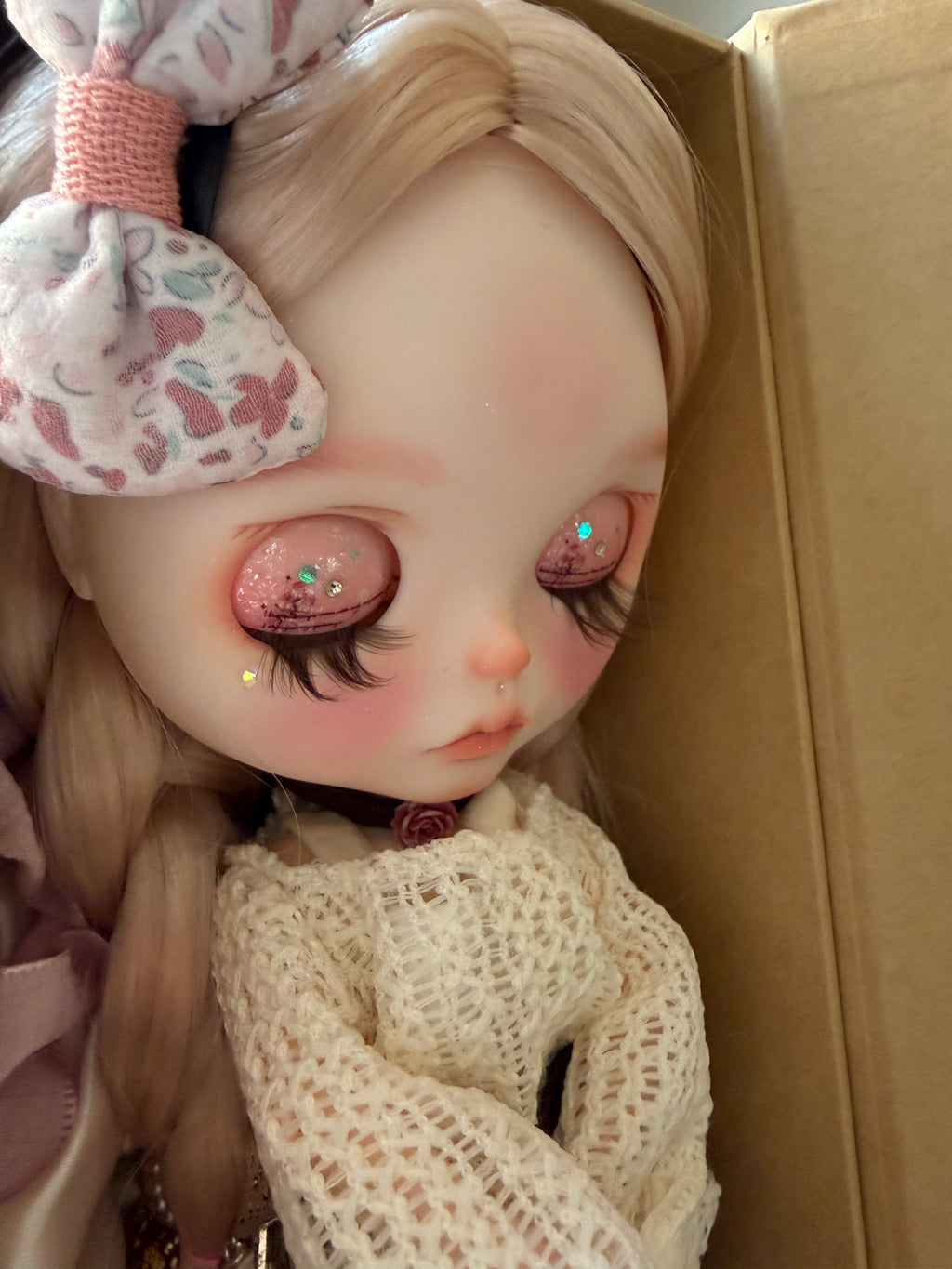 Lily | Custom Blythe-Style Doll, Rose Gold Braids, OOAK Factory Base