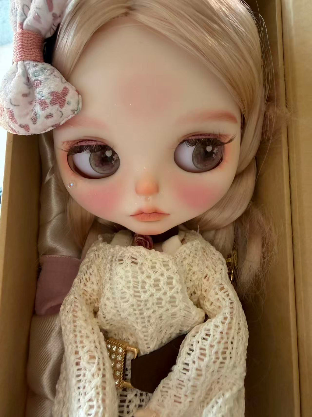 Lily | Custom Blythe-Style Doll, Rose Gold Braids, OOAK Factory Base