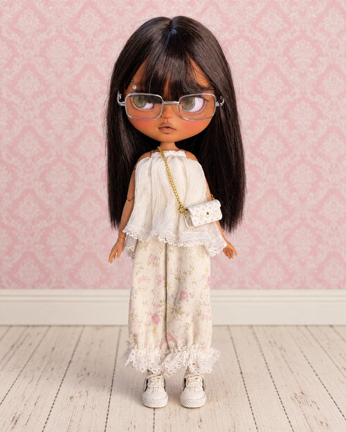 Infinity — AI-edited full-body studio presentation based on actual doll photographs. Pink scenery is not included; see real photographs and video for actual item details and condition.
