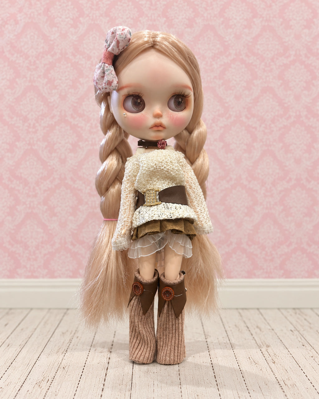 Lily — AI-edited full-body studio presentation based on actual doll photographs. Pink scenery is not included; see real photographs and video for actual item details and condition.
