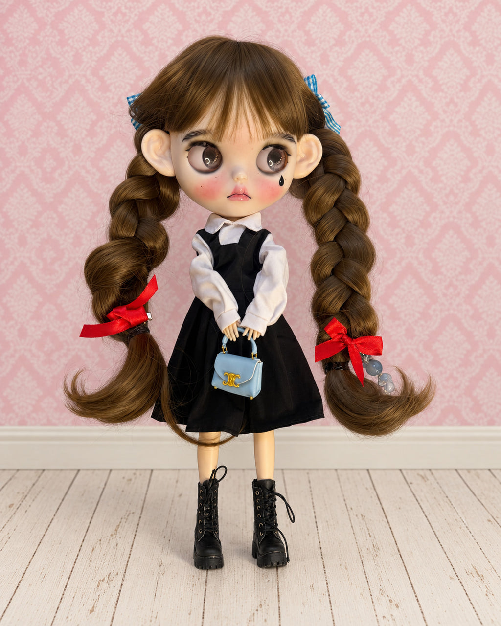 Maisie — AI-edited full-body studio presentation based on actual doll photographs. Pink scenery is not included; see real photographs and video for actual item details and condition.