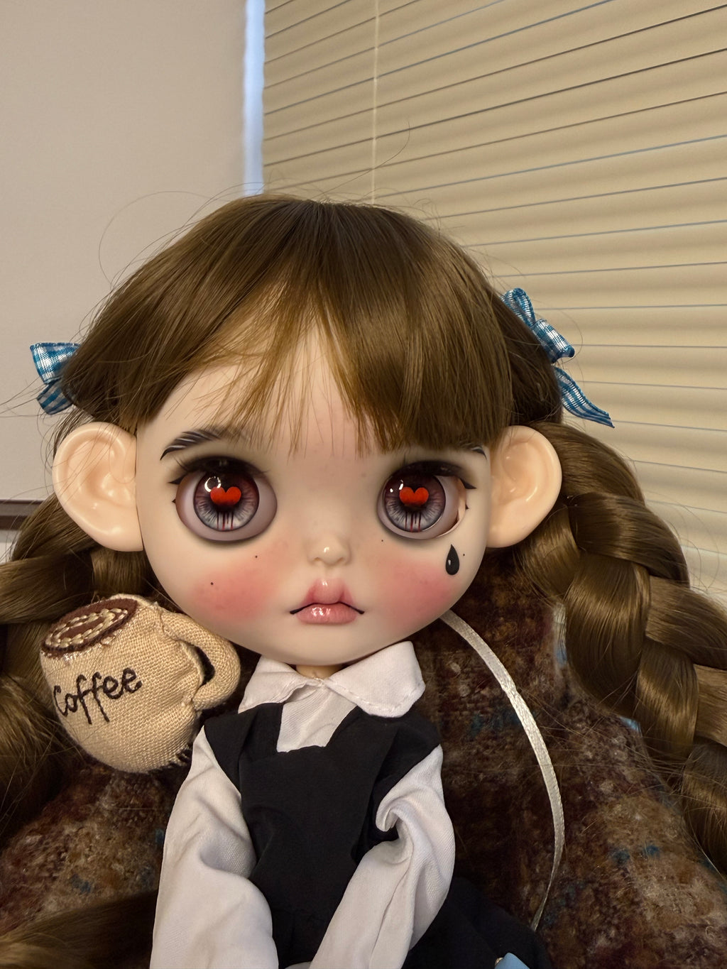 Maisie | Custom Blythe-Style Doll, Brown Braids, OOAK Collectible