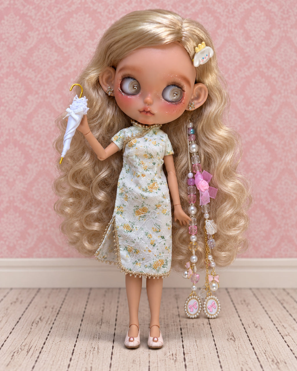 Pippa — AI-edited full-body studio presentation based on actual doll photographs. Pink scenery is not included; see real photographs and video for actual item details and condition.