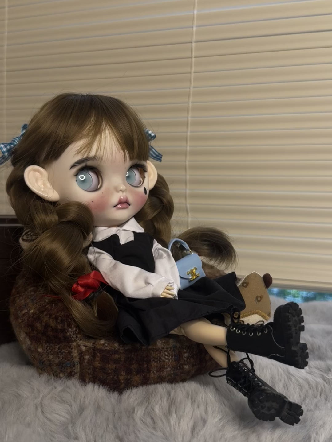 Maisie | Custom Blythe-Style Doll, Brown Braids, OOAK Collectible