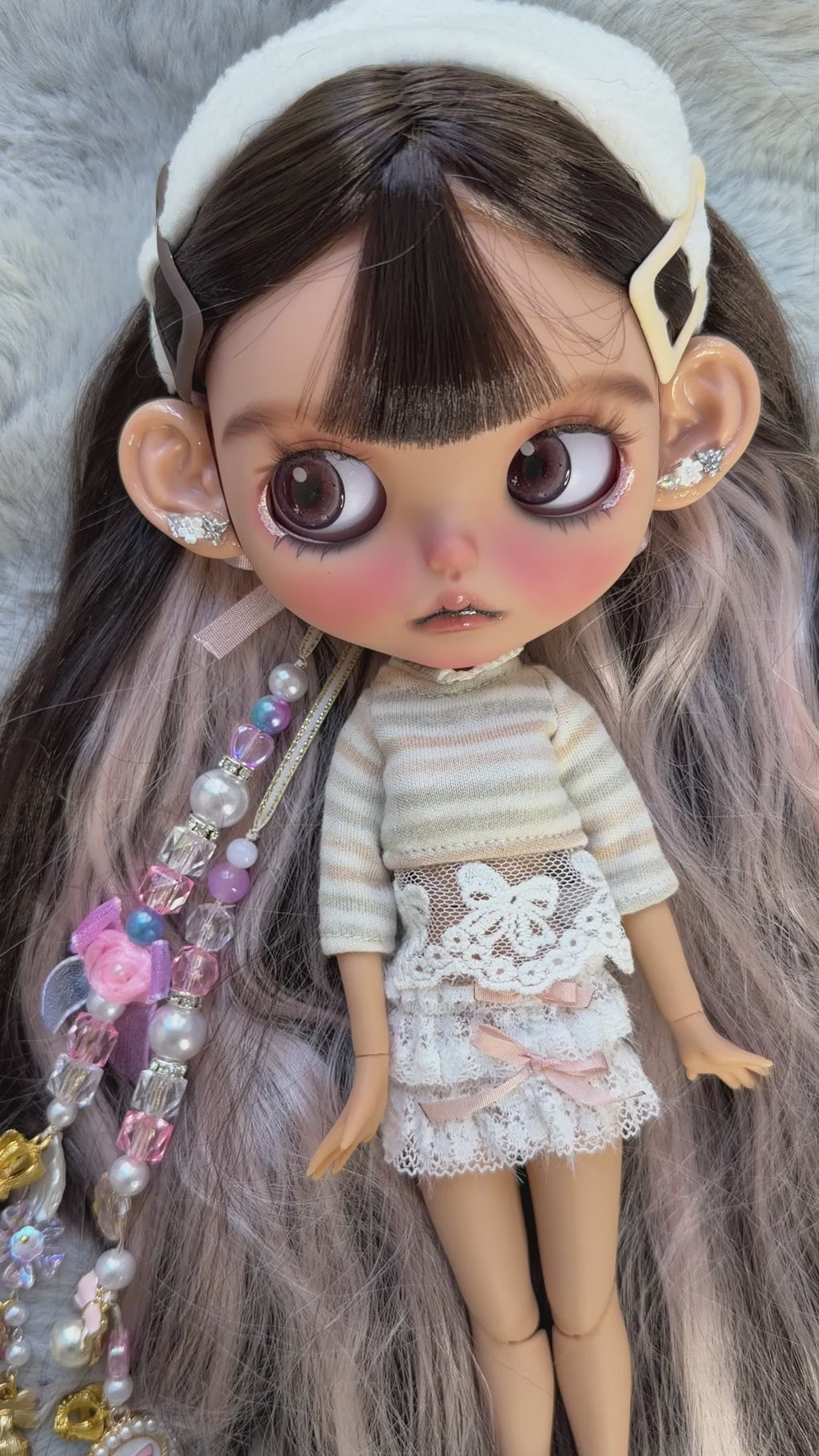 Berry | Custom Blythe-Style Doll, Two-Tone Hair, OOAK Factory Base