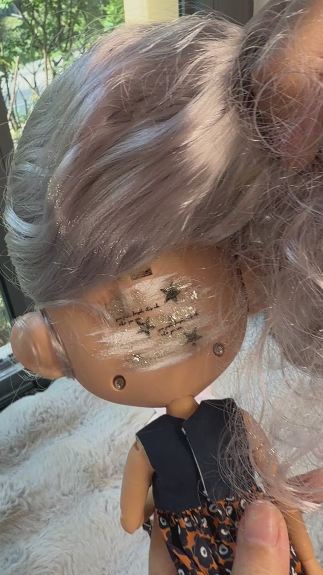 Silver | Custom Blythe-Style Doll, Silver Hair, OOAK Factory Base