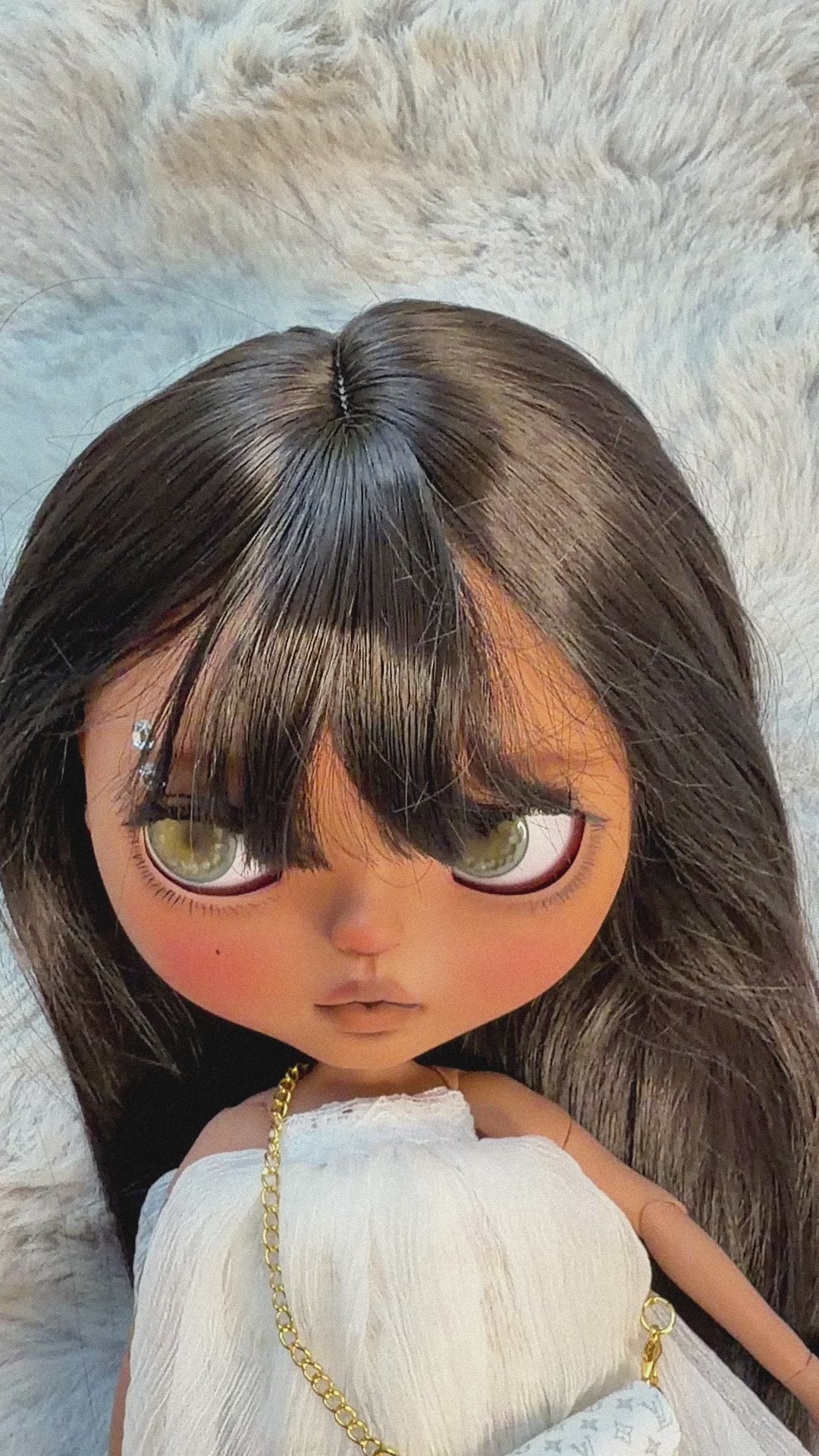 Infinity | Custom Blythe-Style Doll, Dark Hair, OOAK Factory Base
