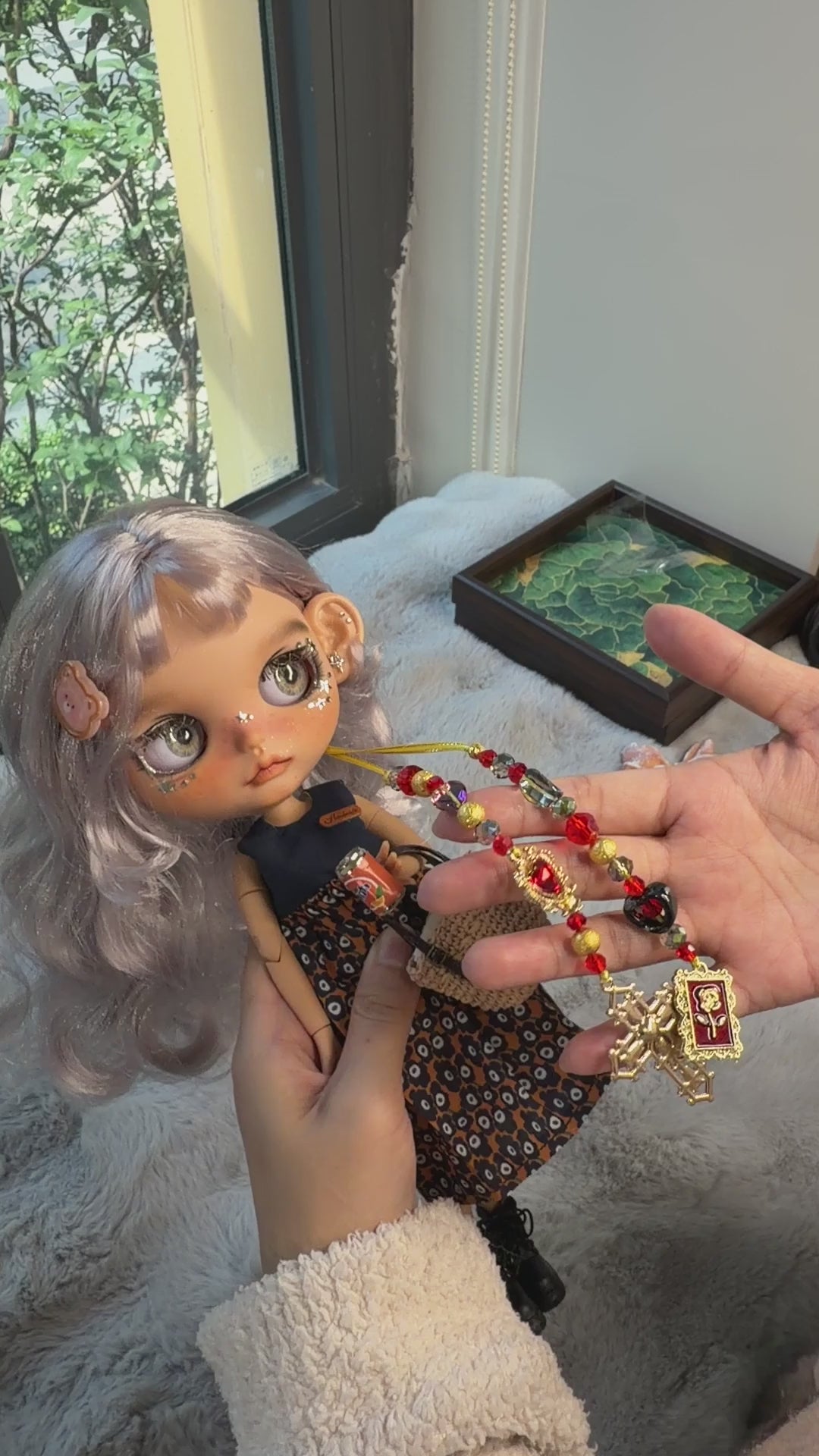 Silver | Custom Blythe-Style Doll, Silver Hair, OOAK Factory Base
