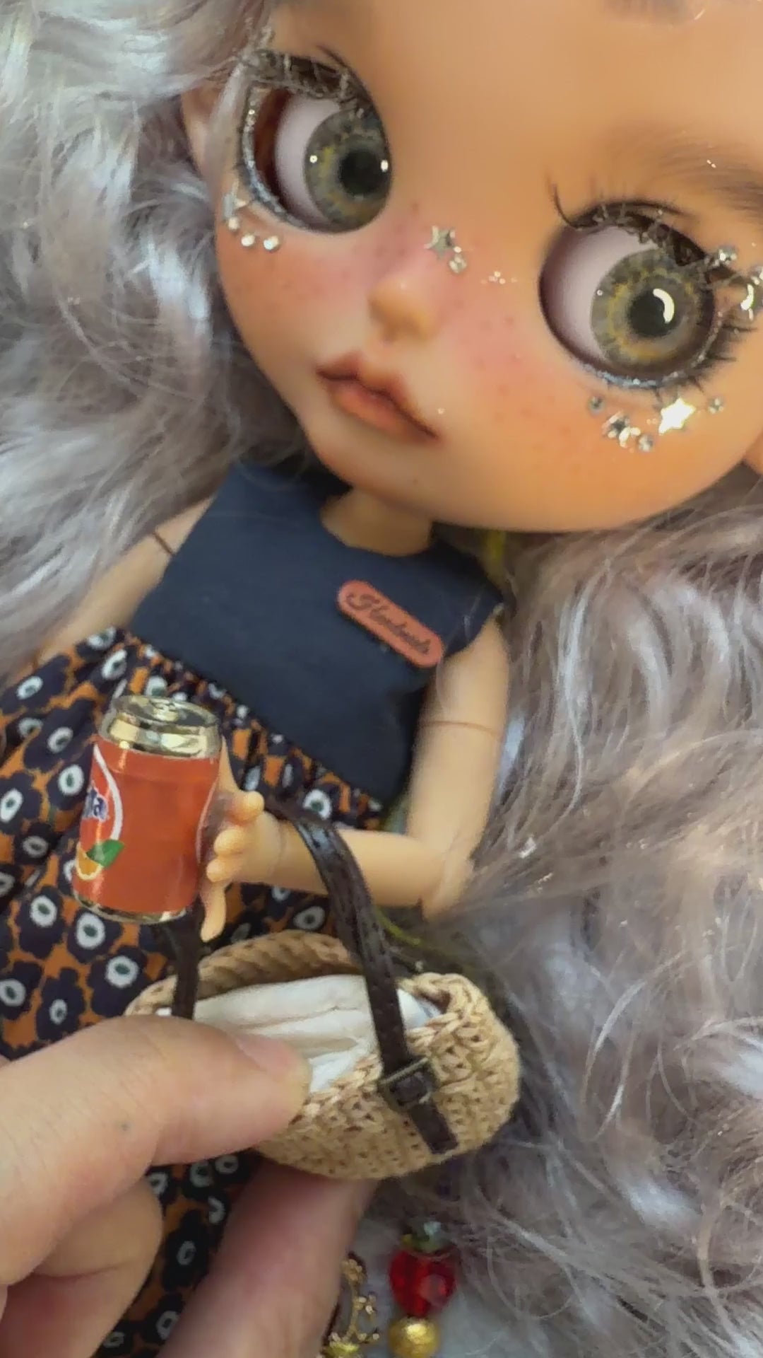 Silver | Custom Blythe-Style Doll, Silver Hair, OOAK Factory Base