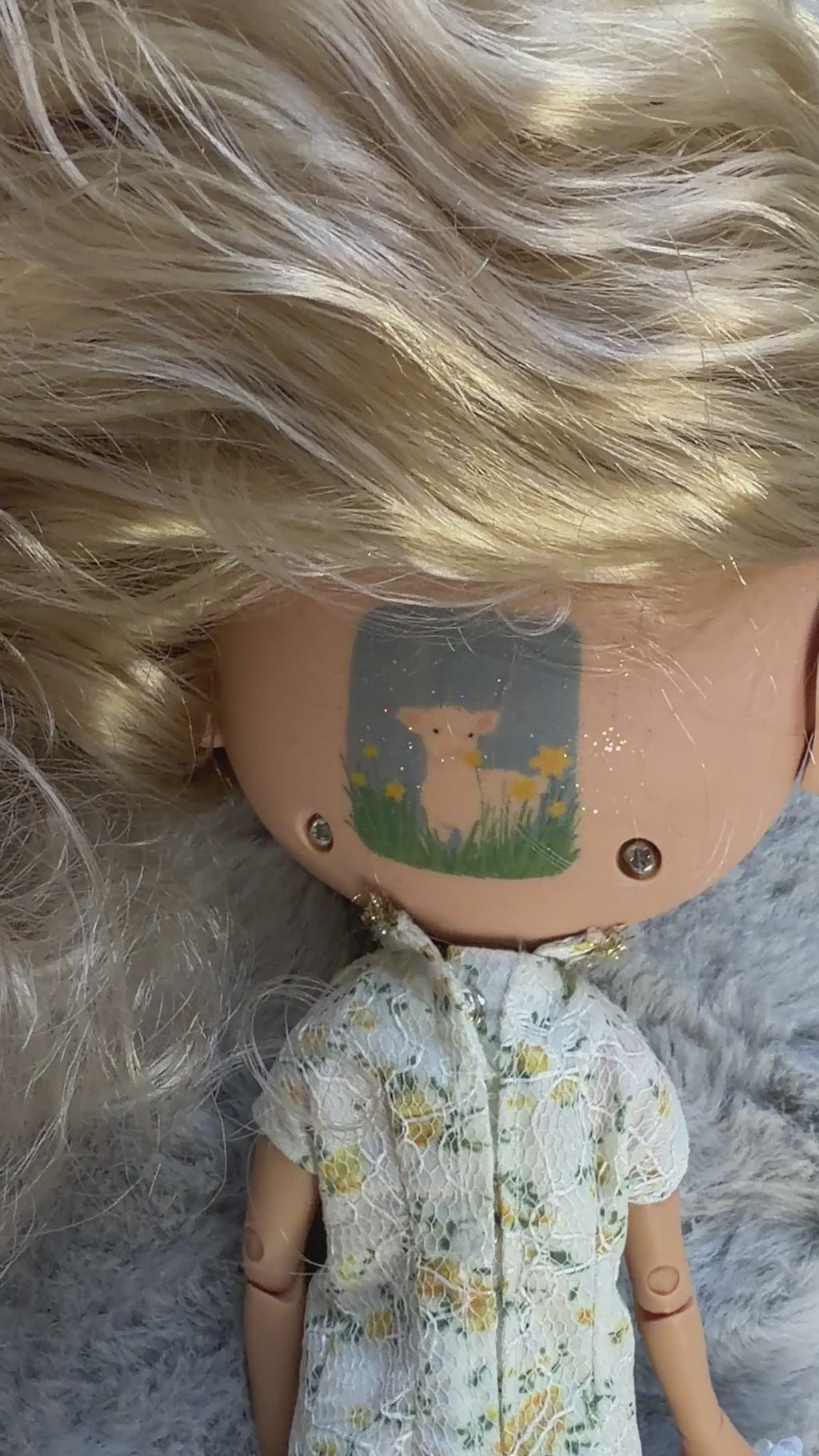 Pippa | Custom Blythe-Style Doll, Blonde Curls, OOAK Factory Base