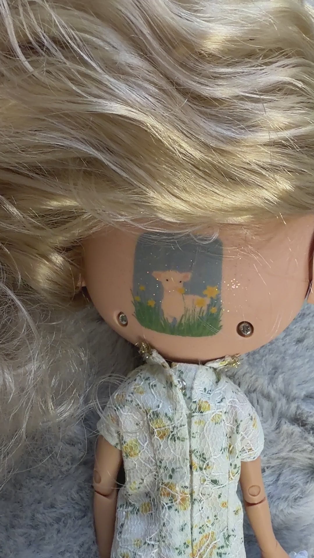 Pippa | Custom Blythe-Style Doll, Blonde Curls, OOAK Factory Base
