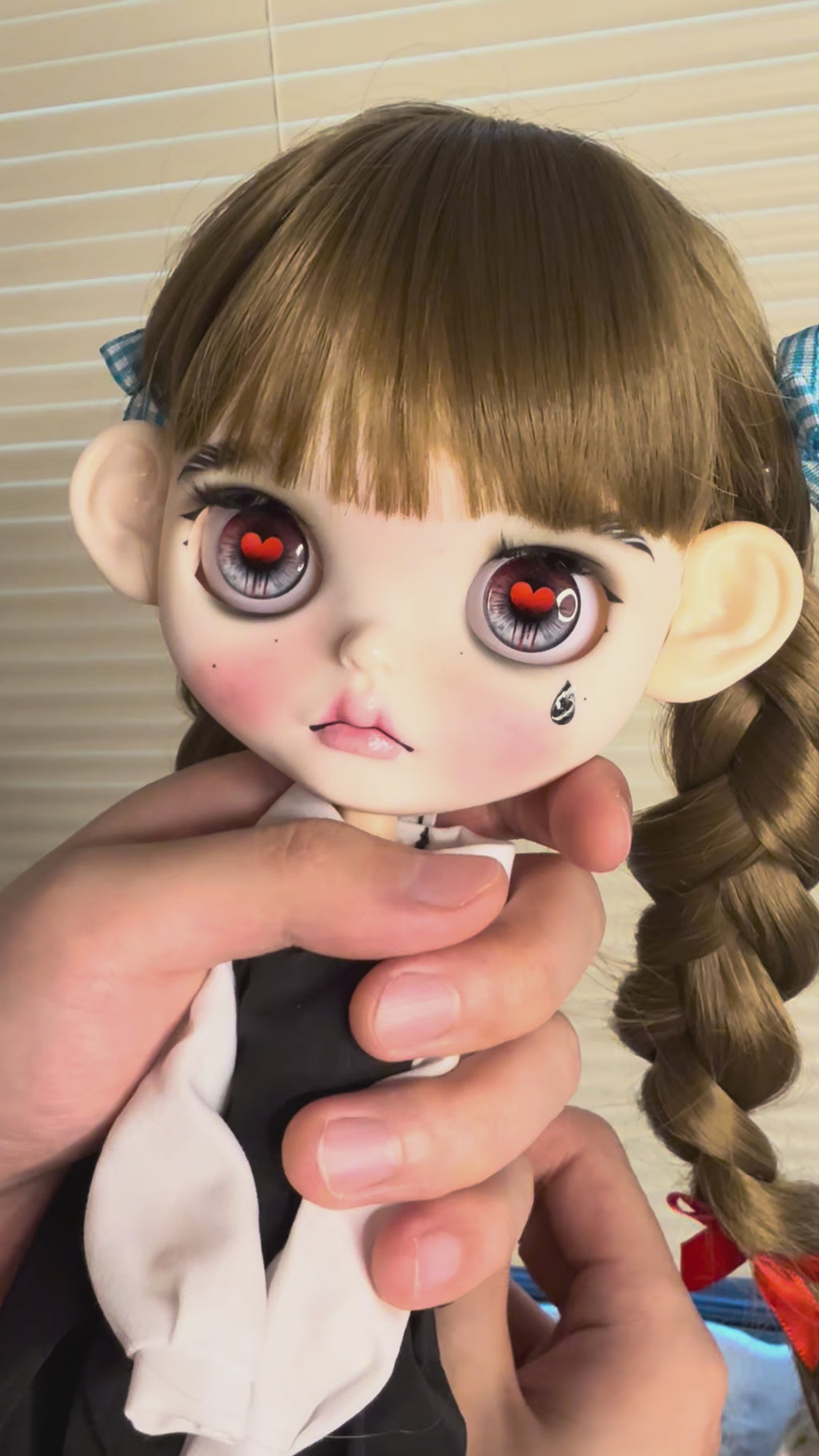 Maisie | Custom Blythe-Style Doll, Brown Braids, OOAK Collectible