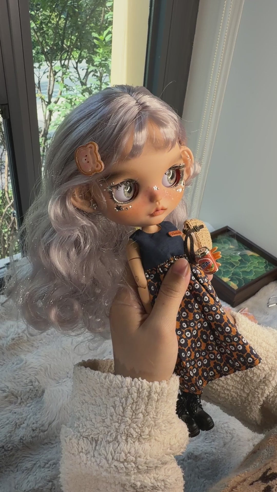 Silver | Custom Blythe-Style Doll, Silver Hair, OOAK Factory Base
